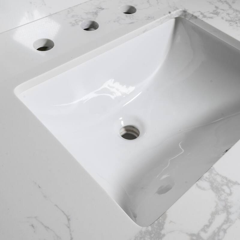 43 in. W x 22 in. D Engineered Stone Composite Vanity Top in White with White Rectangular Single Sink - 3 Hole