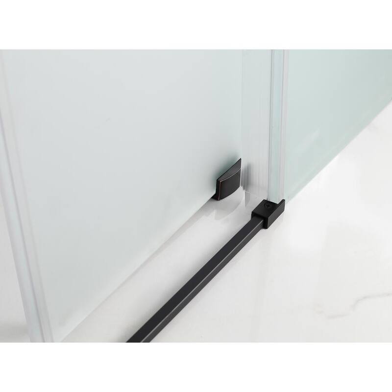 56 in. -60 in. x 38 in. x 80 in. Frameless Corner Sliding Shower Enclosure Frosted Glass in Oil Rubbed Bronze