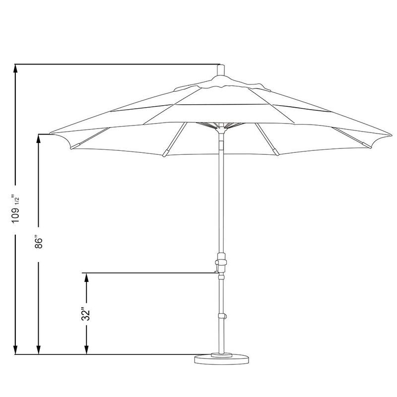 11 ft. Matted Black Aluminum Market Patio Umbrella with Collar Tilt Crank Lift in Tangerine Sunbrella