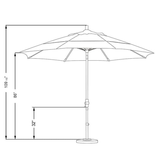 11 ft. Matted Black Aluminum Market Patio Umbrella with Collar Tilt Crank Lift in Tangerine Sunbrella