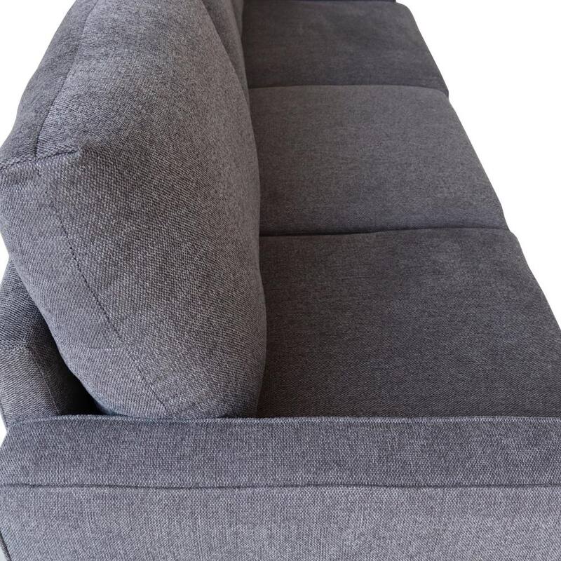 75 in. W Square Arm Polyester Modern Straight Sofa in Dark Gray