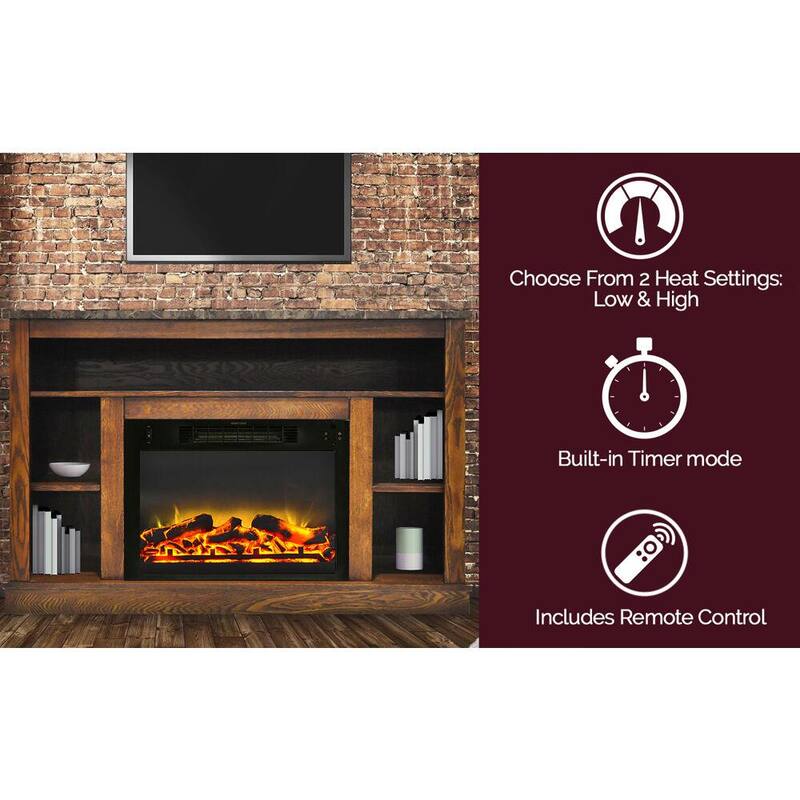 47 in. Electric Fireplace with Enhanced Log Insert and Walnut Mantel