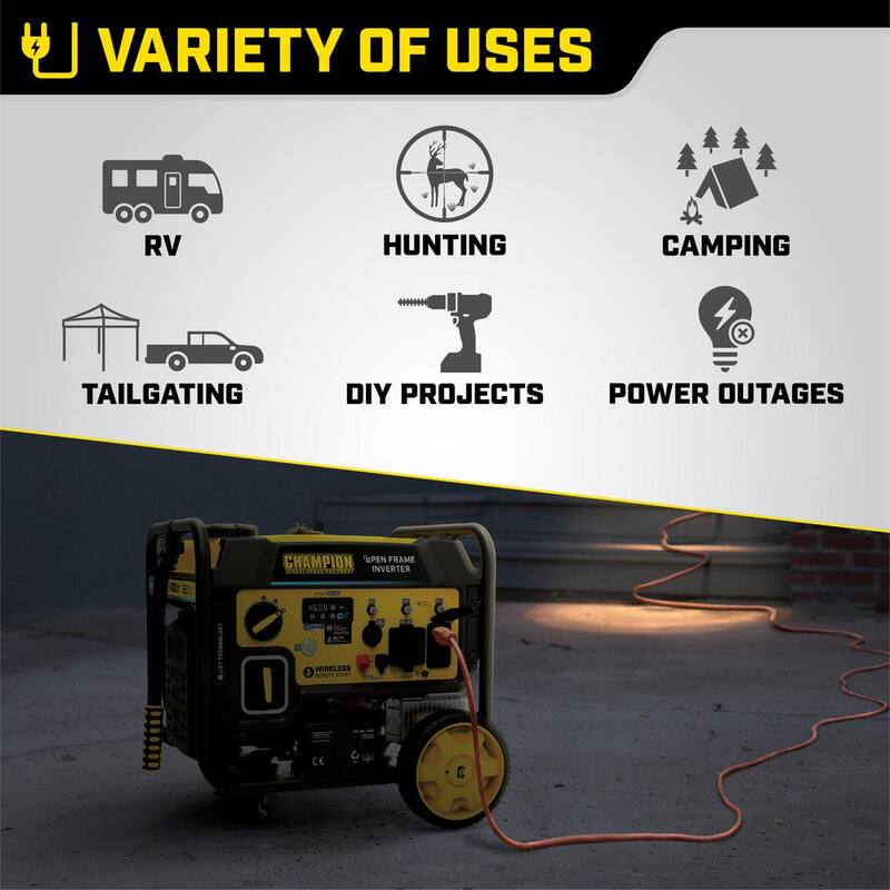 4500-Watt Wireless Remote Start Gasoline Powered Open Frame Inverter Generator with CO Shield and Quiet Technology