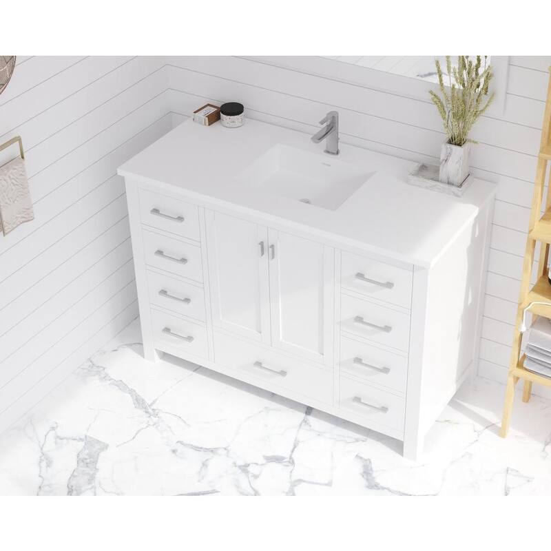 48 in. W x 22 in. D Solid Surface Vanity Top in Matte White with Matte White Rectangular Single Sink