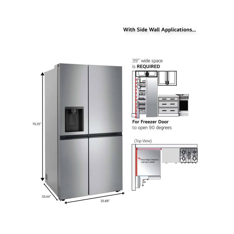 27 cu. ft. Side by Side Refrigerator w/ Door Cooling and Ice and Water Dispenser in PrintProof Stainless Steel