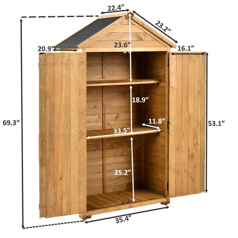 3 ft. W x 1.9 ft. D Wood Lean-to Storage Shed Tool Organizer with Waterproof Asphalt Roof 5.7 sq. ft.