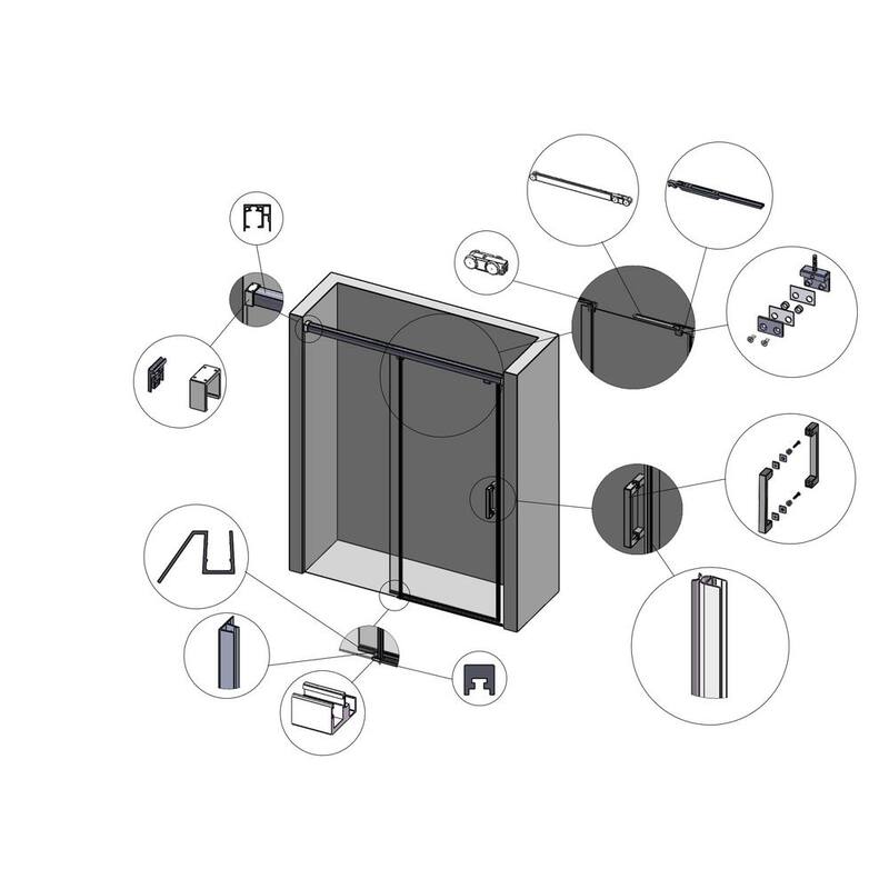 48 in. W x 76 in. H Single Sliding Frameless Shower Door in Matte Black Finish with Clear Glass