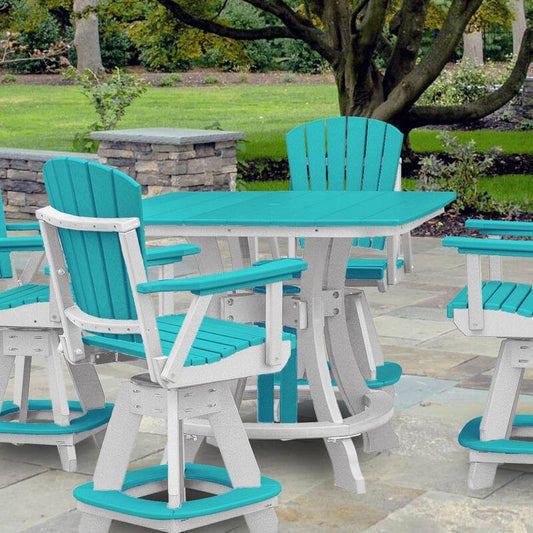 Adirondack White Square Composite Outdoor Dining Table with Aruba Blue Top