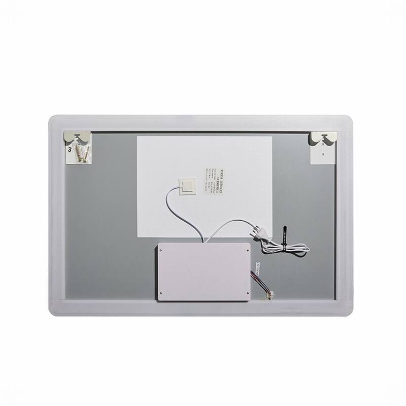 72 in. W x 36 in. H Rectangular Frameless Anti-Fog LED Wall-Mounted Bathroom Vanity Mirror in Silver