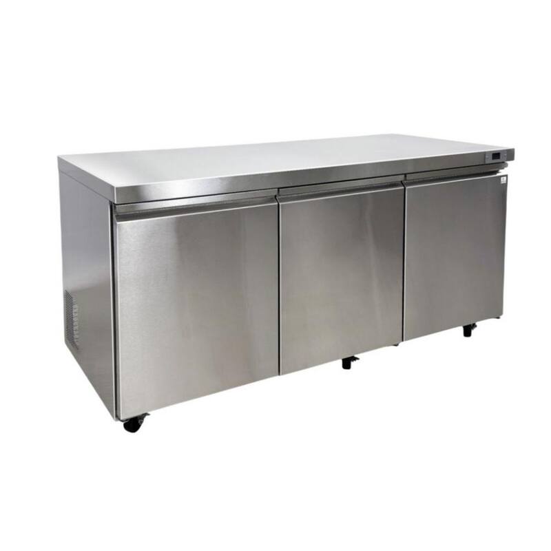 72 in. W 15.5 cu. ft. Commercial Under Counter Refrigerator Cooler in Stainless Steel