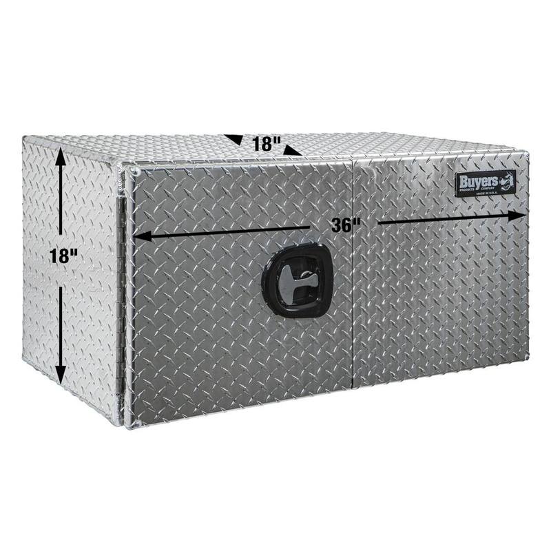 18 in. x 18 in. x 36 in. Diamond Plate Tread Aluminum Underbody Truck Tool Box with Barn Door