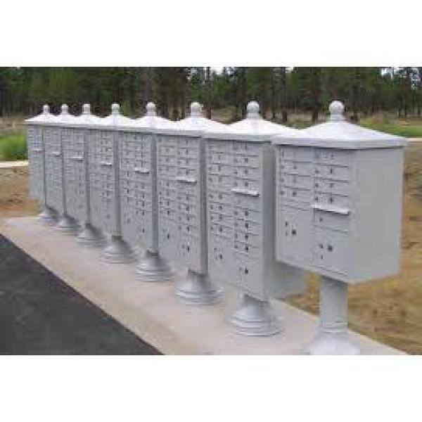 1570 Series 4-Large Mailboxes 1-Outgoing 2-Parcel Lockers Vital Cluster Mailbox with Vogue Traditional Accessories