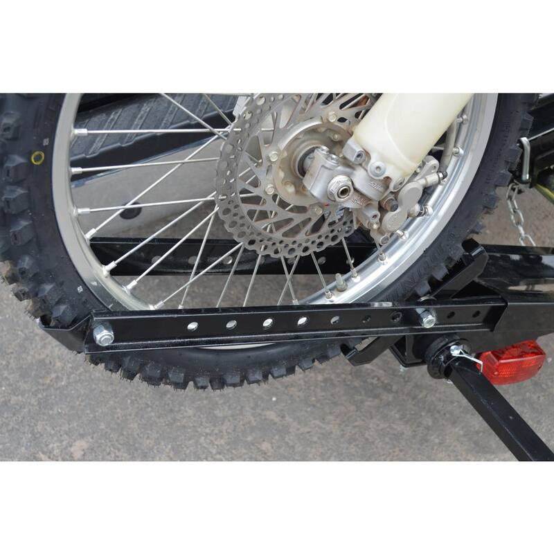 400 lb. Capacity Hitch Mounted Motorcycle Carrier with Adjustable Front Wheel Channel