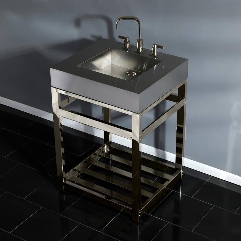 25 in. Vanity in Polished Nickel with Stainless Steel Vanity Top