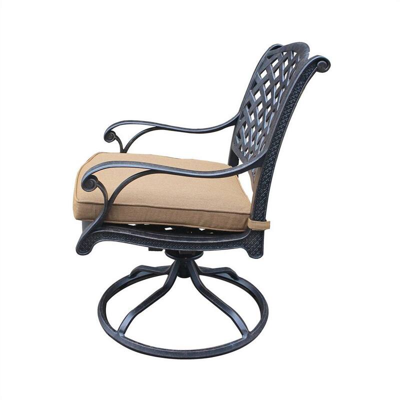 2-Piece Manhattan Aluminum Outdoor Rocking Chair with Brown Cushion Dining Swivel Rocker