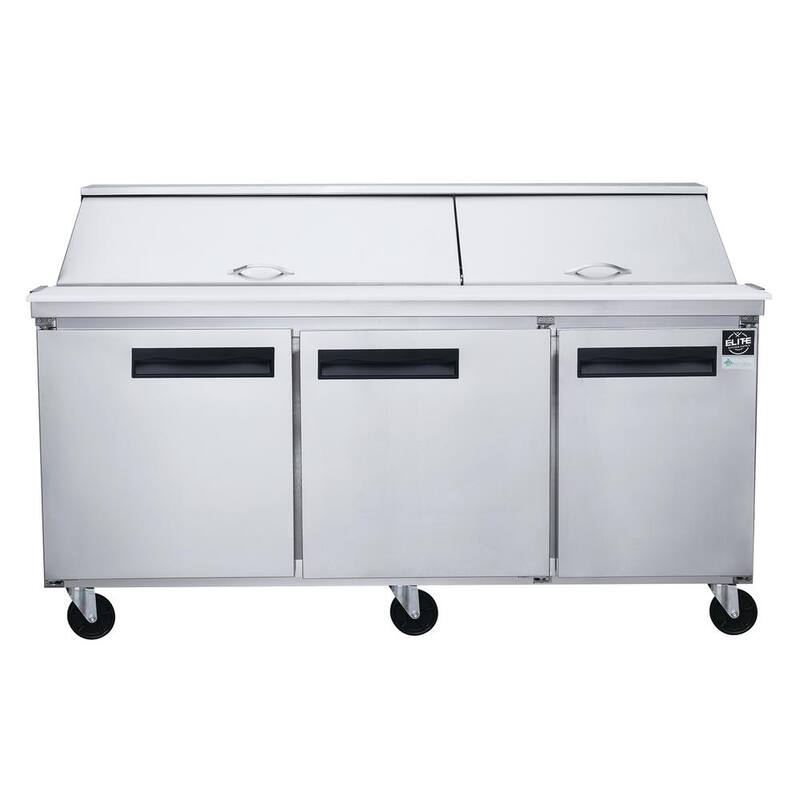 72.25 in. W 17.6 cu. ft. 3-Door Commercial Food Prep Table Refrigerator with Mega Top in Stainless Steel