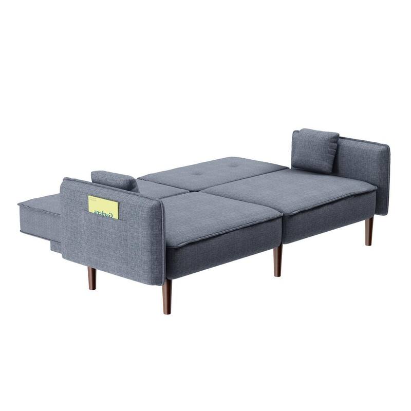 75 in. Gray Polyester Twin Side Sofa Bed