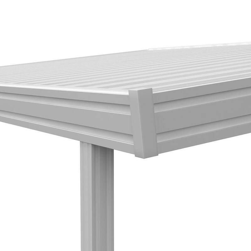 12 ft. x 8 ft. White Aluminum Attached Solid Patio Cover with 2 Posts 20 lbs. Live Load