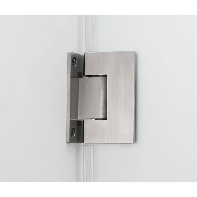 24.75 in. - 25.25 in. x 80 in. Frameless Hinged Shower Door with Ultra-Bright Frosted Glass in Stainless Steel