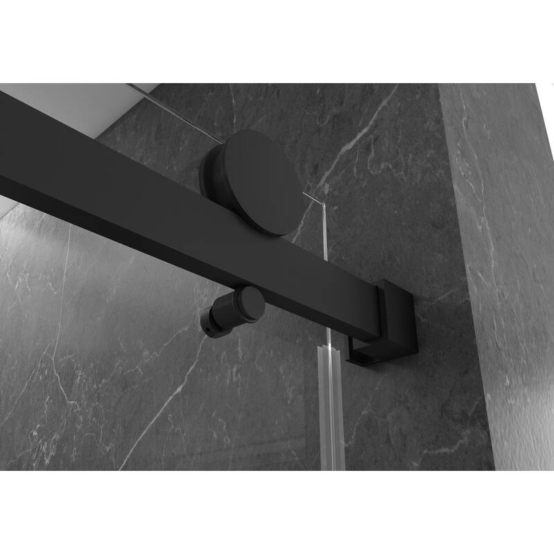 60 in. W x 76 in. H Single Sliding Frameless Shower Door in Matte Black Finish with Clear Glass