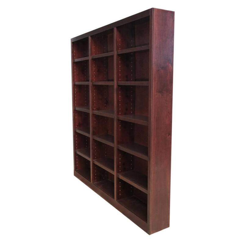 84 in. Cherry Wood 18-shelf Standard Bookcase with Adjustable Shelves