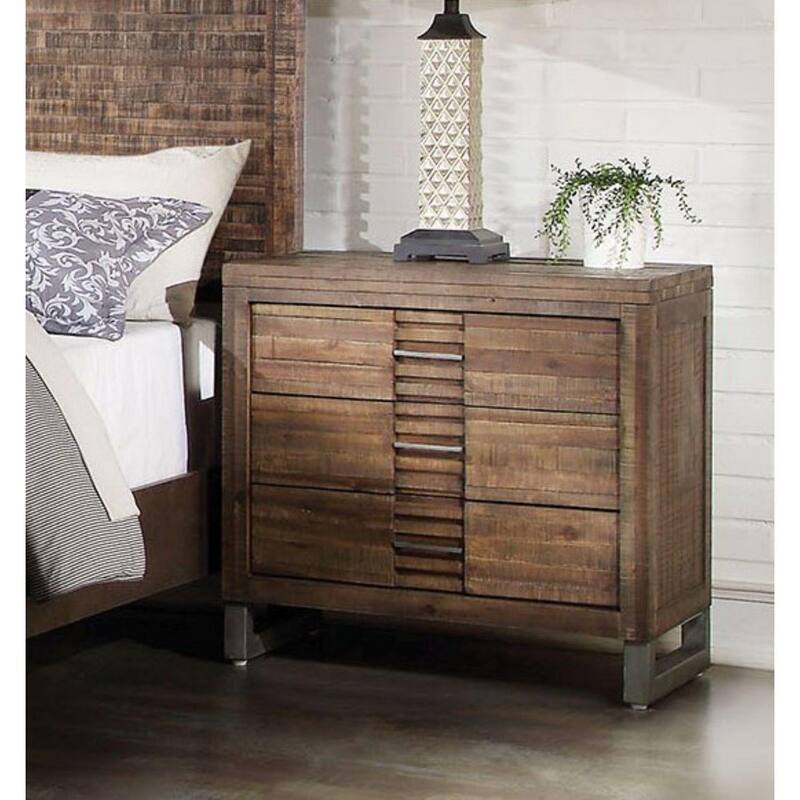 Amelia 3-Drawer Oak Nightstand 28 in. H x 28 in. W x 18 in. D