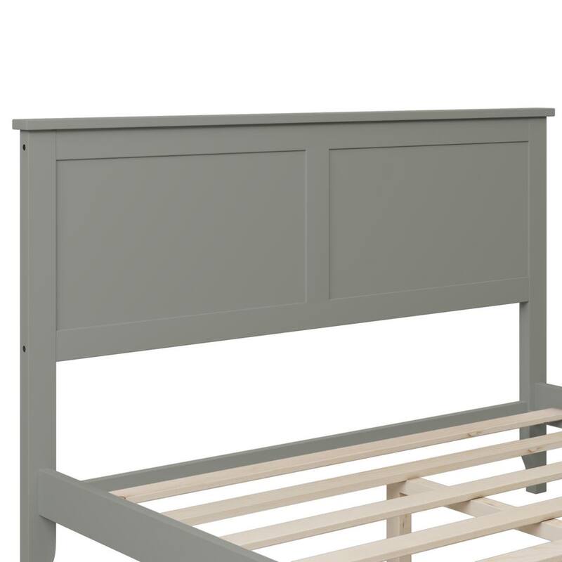 76.00 in. W Modern Gray Full Solid Wood Platform Bed