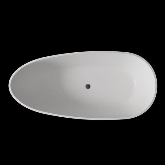 59 in. Composite Flatbottom Freestanding Non-Whirlpool Soaking Bathtub in White