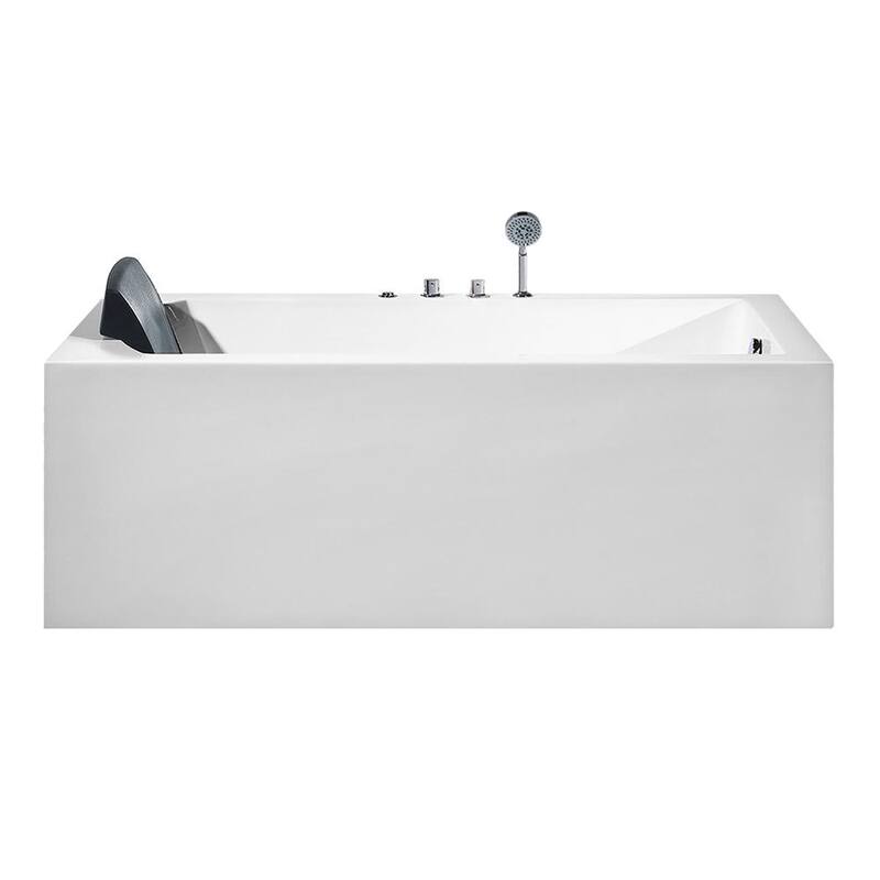 71 in. Acrylic Right Drain Rectangular Alcove Whirlpool Bathtub in White