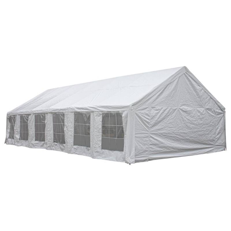 19.5 ft. W x 39.2 ft. D x 11.8 ft. H White Roof PE Fabric Heavy-Duty Outdoor Carport