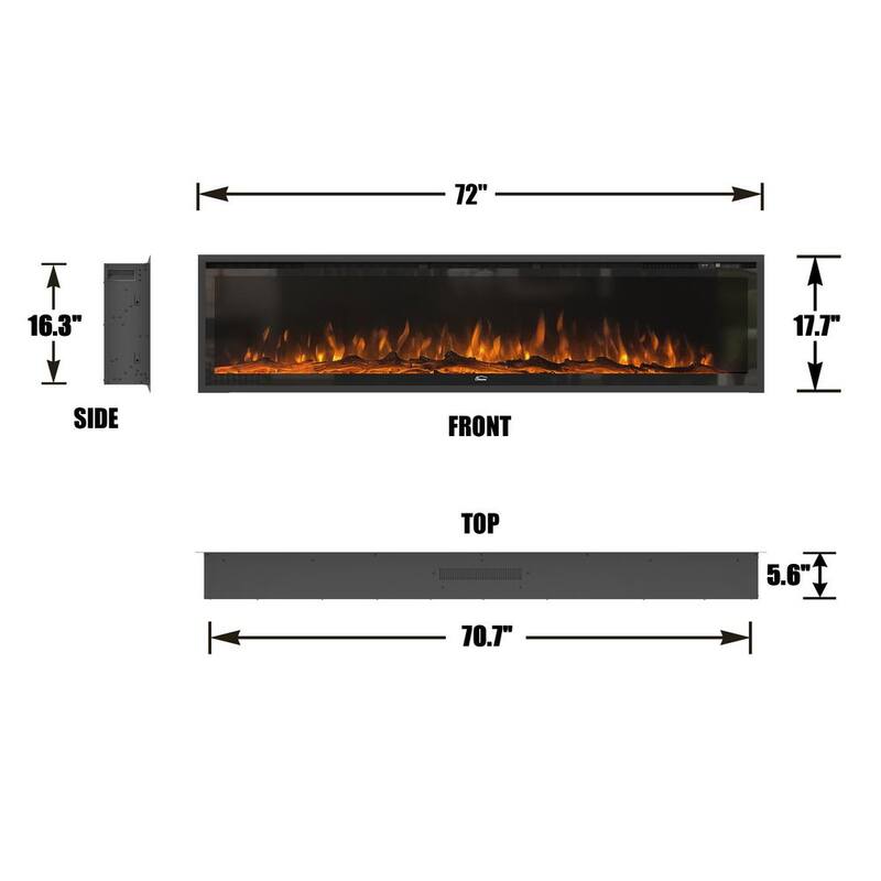 72 in. Wall Mounted Standing Electric Heater Electric Fireplace in Black