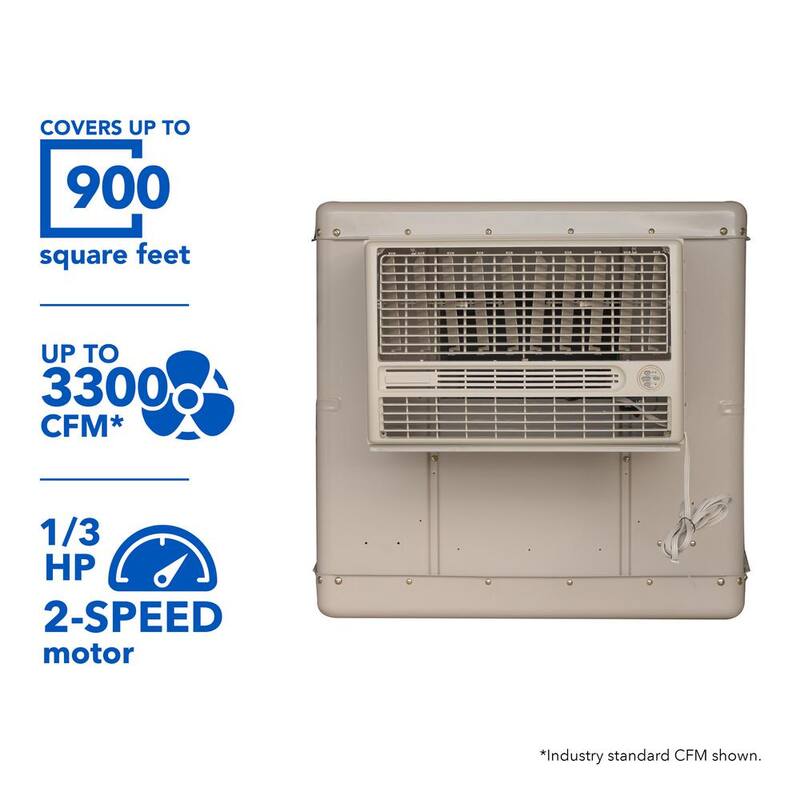 3300 CFM 2-Speed Window Evaporative Cooler for 900 sq. ft. with Motor and Remote Control