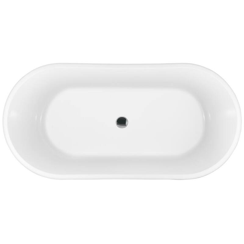 59 in. Fiberglass Double Ended Flatbottom Non-Whirlpool Bathtub in Glossy Black