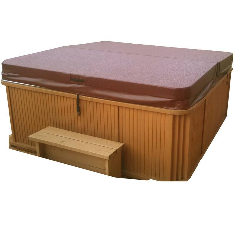 94 in. x 94 in. Hot Tub Spa Cover for Down East Portsmouth 5 in. - 3 in. Thick 6 in. Radius Corners in Brown