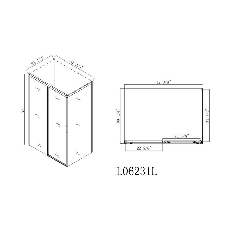 48 in. W x 76 in. H Bathroom Sliding Semi-Framed Shower Door/Enclosure in Brushed Nickel with Handle Left Side