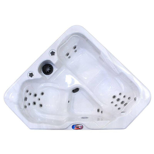 2-Person 28-Jet Premium Acrylic Triangle Sterling Silver Spa Hot Tub with Multi Color Spa Light