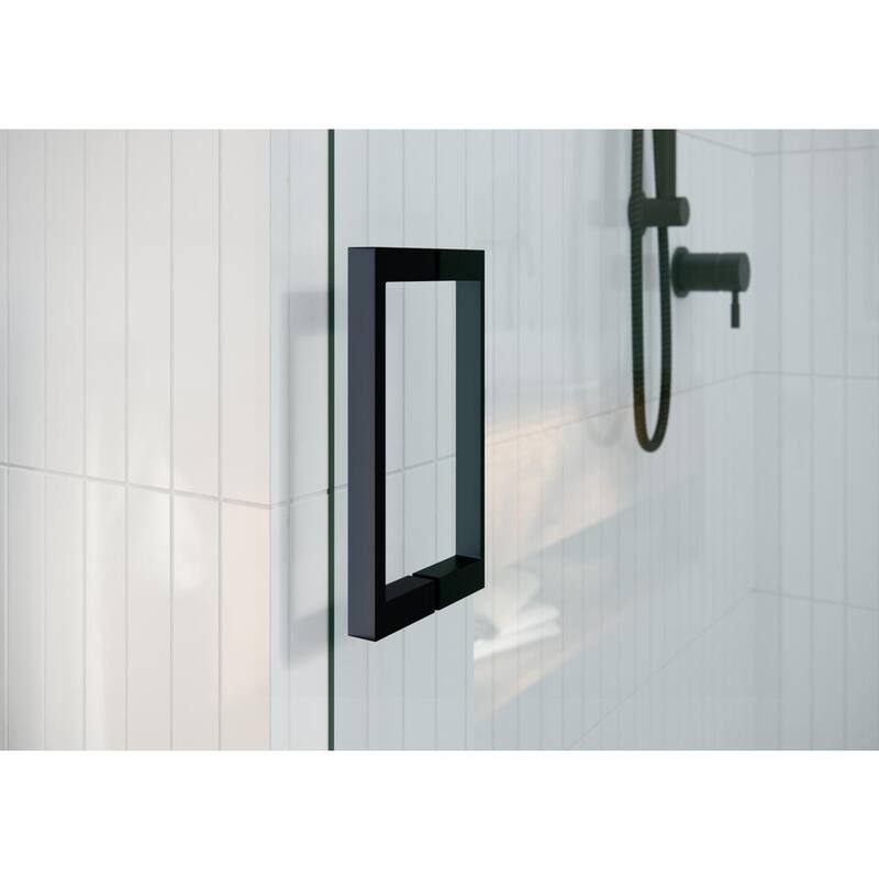 56 in. W x 60 in. H Sliding Frameless Shower Door/Enclosure in Matte Black Finish with Clear Glass