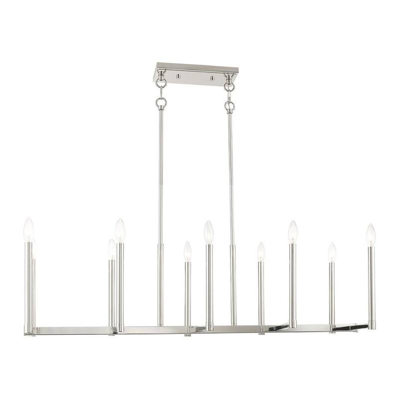 Alpine 10 Light Polished Nickel Linear Chandelier