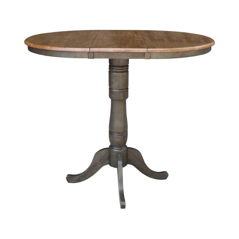 36 in. x 48 in. Hickory/Coal Solid Wood Dining Bar Height Pedestal Table