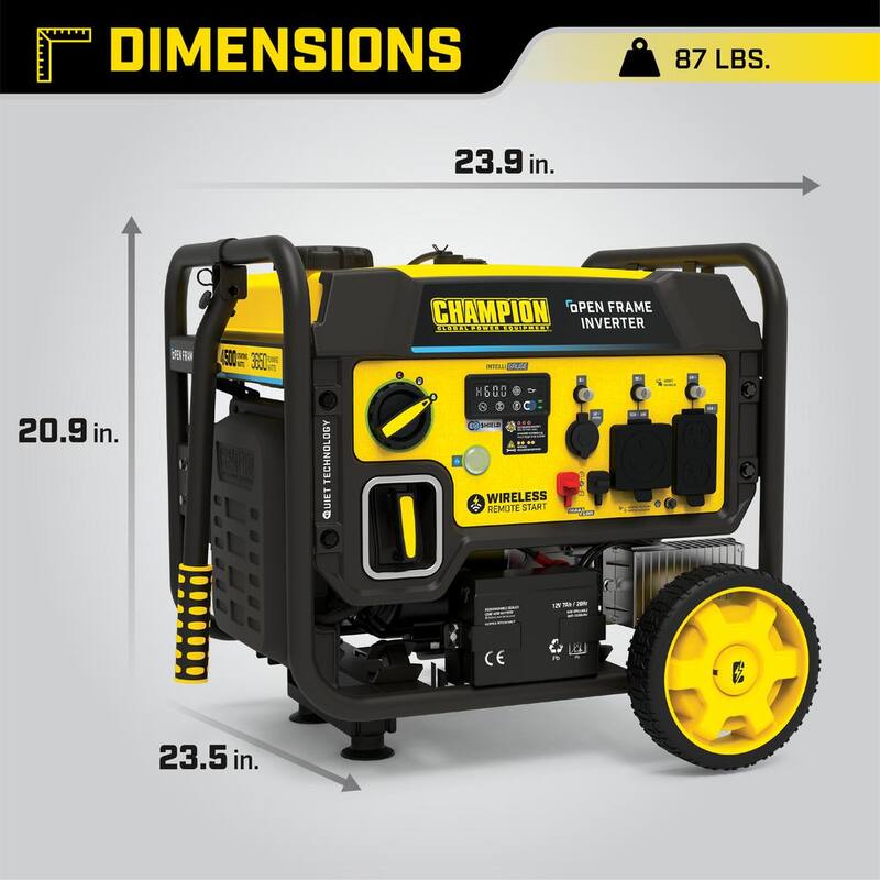 4500-Watt Wireless Remote Start Gasoline Powered Open Frame Inverter Generator with CO Shield and Quiet Technology