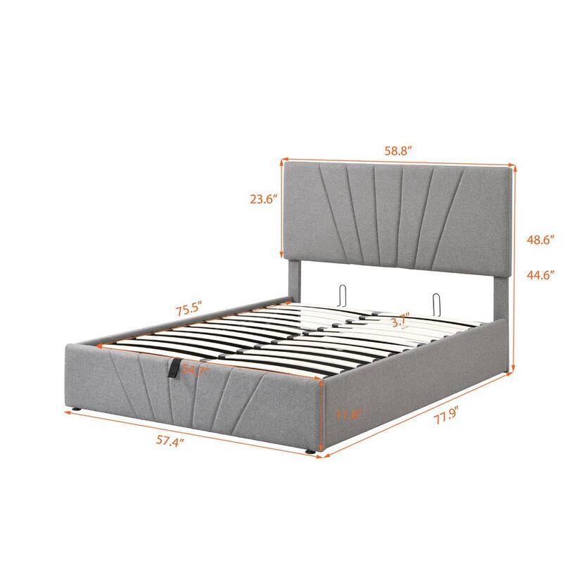 77.90 in. W Gray Full Size Upholstered Platform Bed with a Hydraulic Storage System