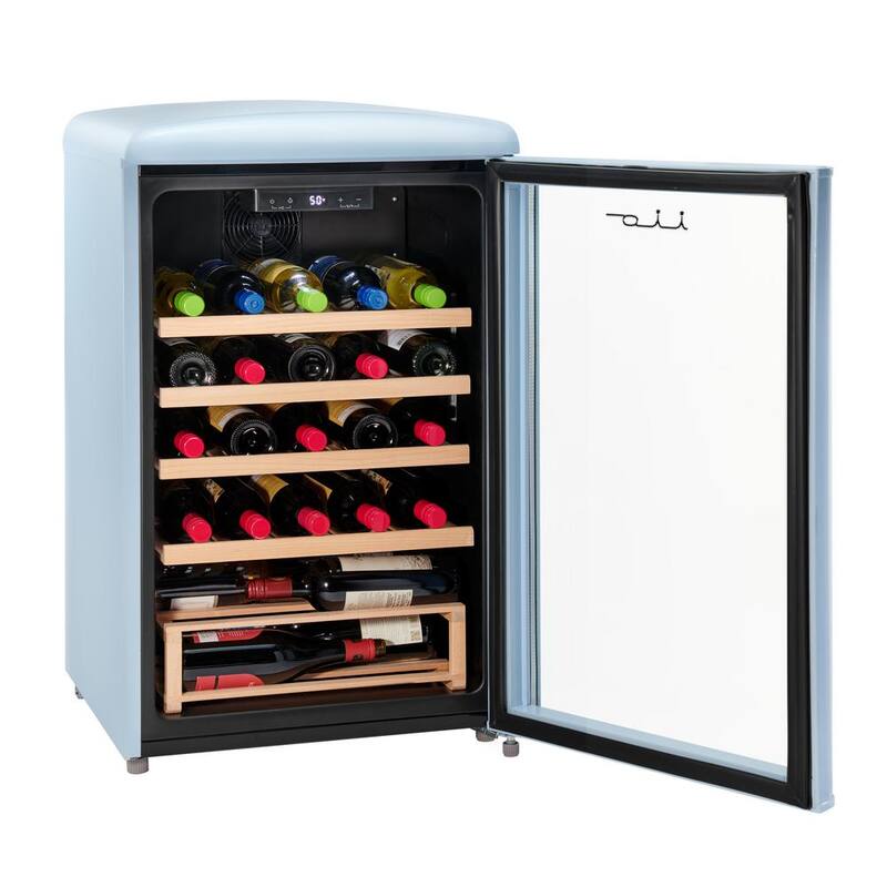 30 Bottle Free Standing Retro Wine Cooler in Light Blue