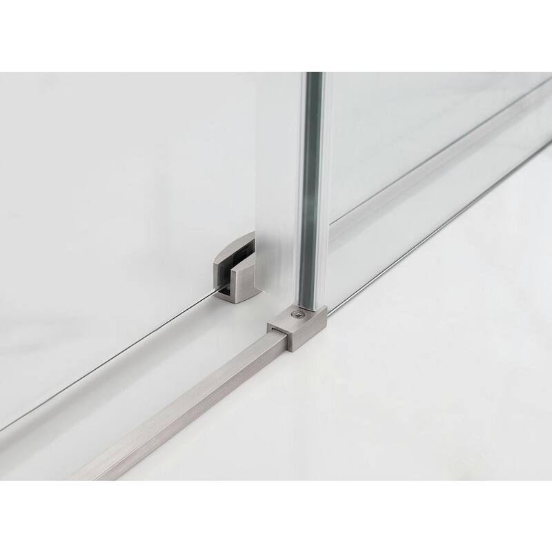 52 in. - 56 in. x 38 in. x 80 in. Frameless Corner Sliding Shower Enclosure Clear Glass in Stainless Steel Left