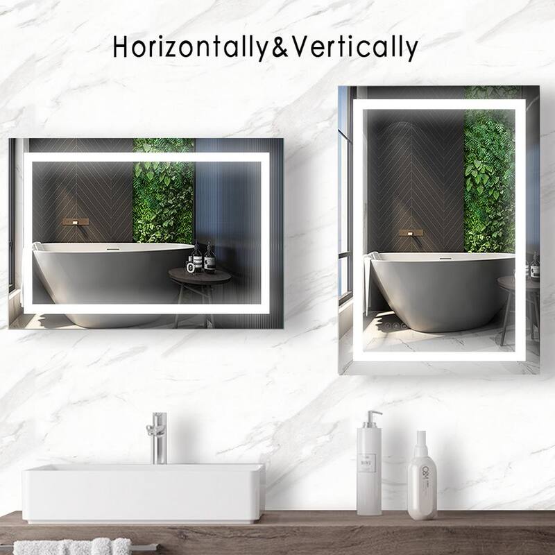 24 in. W x 36 in. H Rectangular Waterproof Backlit Frameless Anti-Fog LED Bathroom Vanity Mirror in White