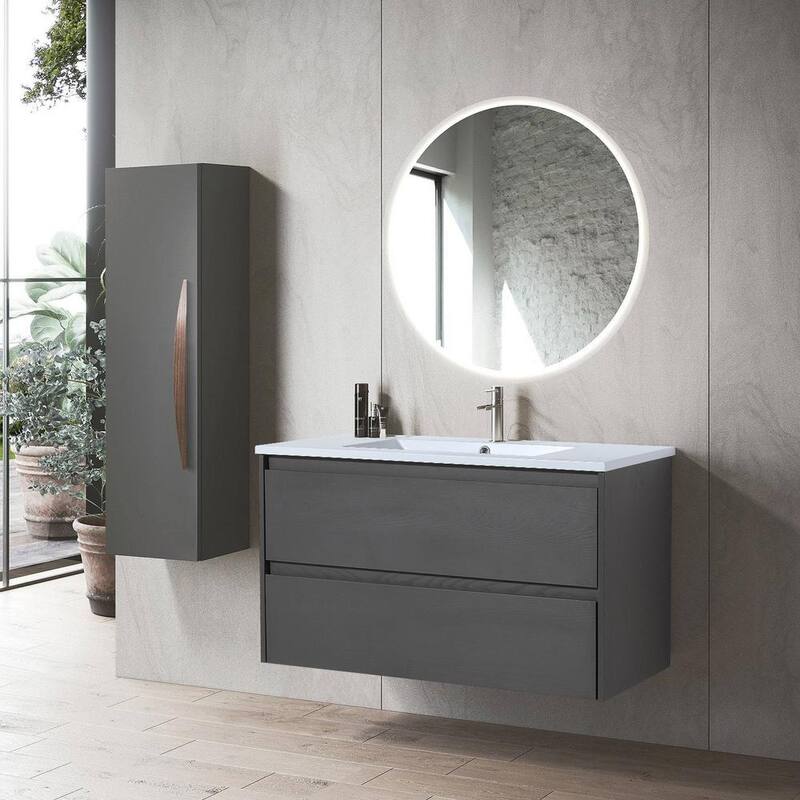 35-7/8 in. W x 18-5/16 in. D x 20-1/2 in. H Bath Vanity in Mountain Grain Grey with White Resin Top