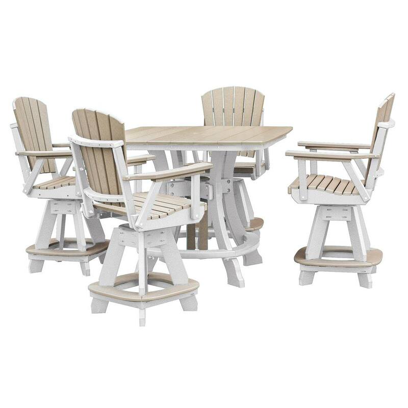 Adirondack White Square Composite Outdoor Dining Table with Weatherwood Top