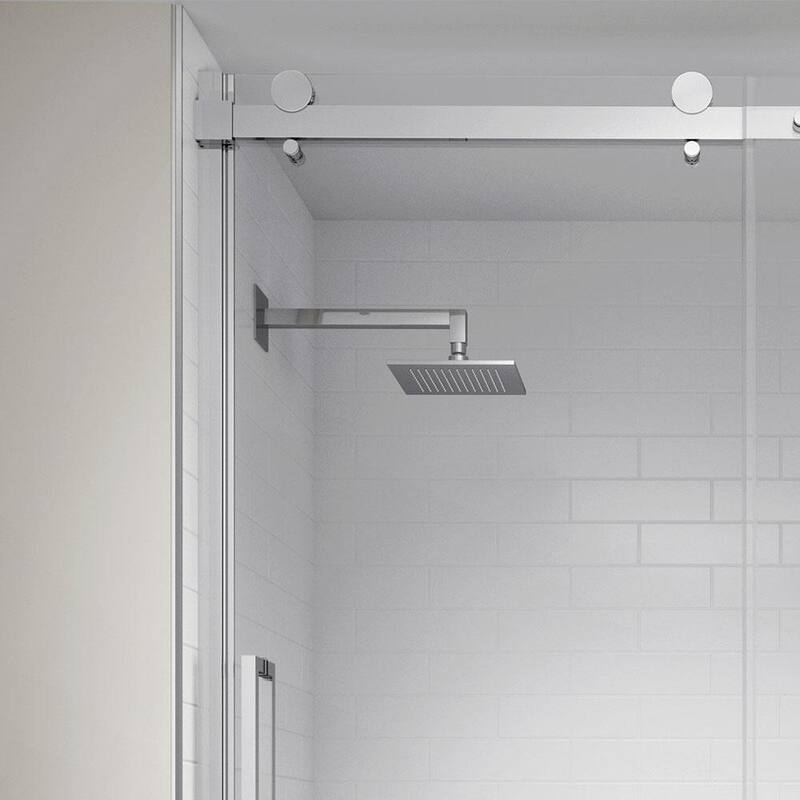 60 in. x 79 in. Semi-Frameless Exposed Sliding Shower Door in Chrome