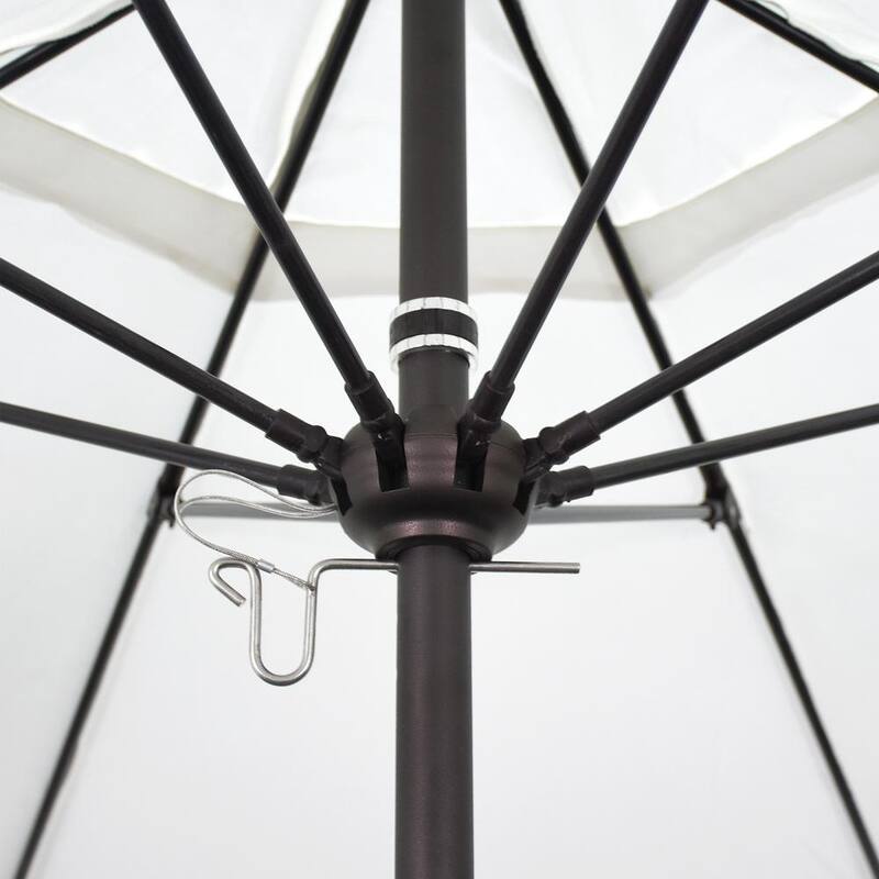 11 ft. Bronze Aluminum Commercial Market Patio Umbrella with Fiberglass Ribs and Pulley Lift in Tangerine Sunbrella