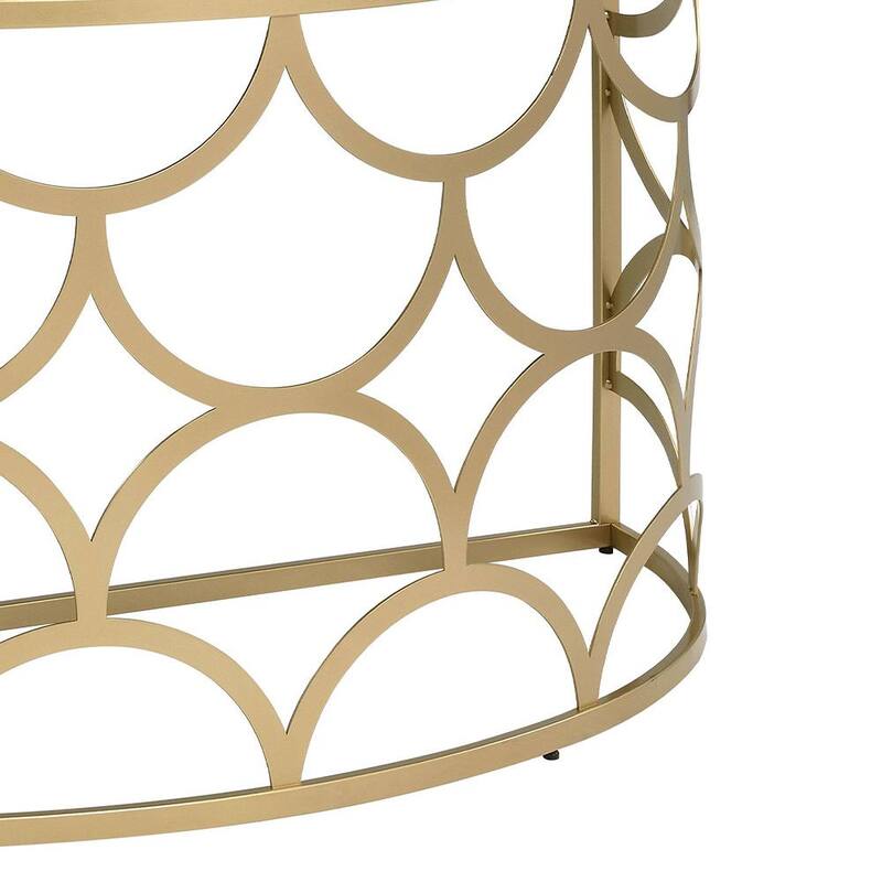 Altus 54 in. Gold Finish Half Moon Glass Console Table