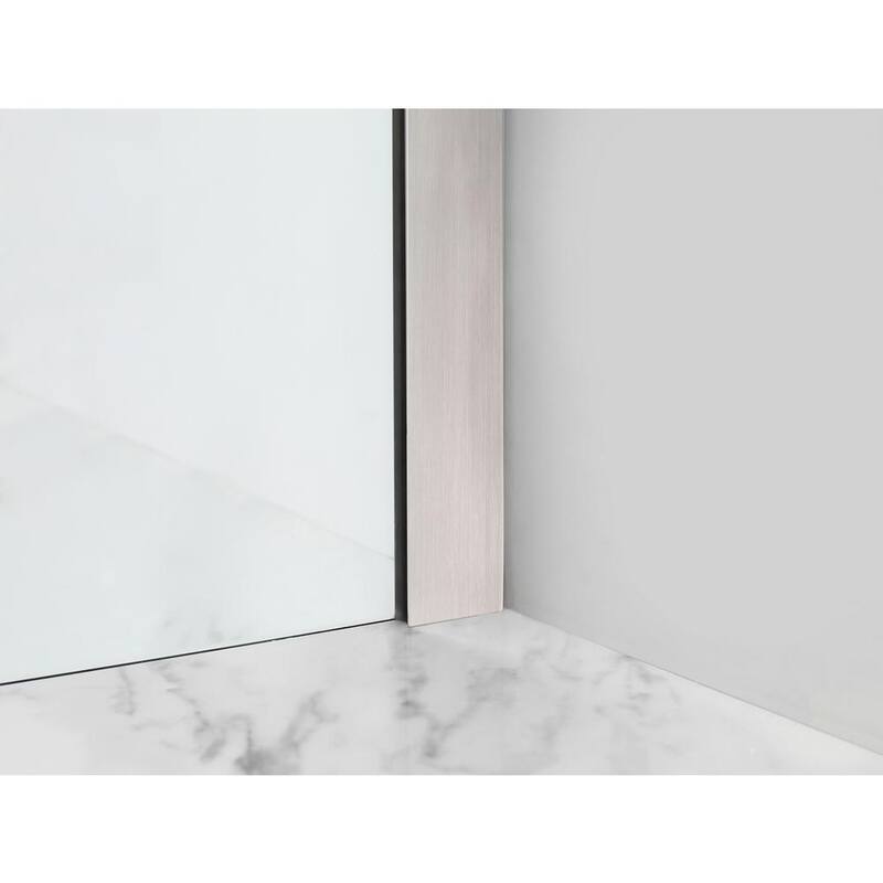 52 in. - 56 in. x 34 in. x 80 in. Frameless Corner Sliding Shower Enclosure Clear Glass in Stainless Steel Left